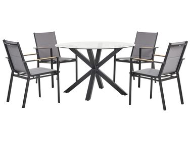 Garden Dining Set 4 Seater MALETTO/BUSSETO Glass Black