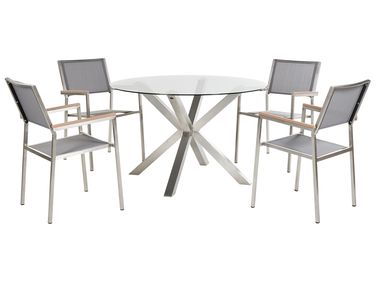 Garden Dining Set 4 Seater MALETTO/GROSSETO Stainless Steel Silver
