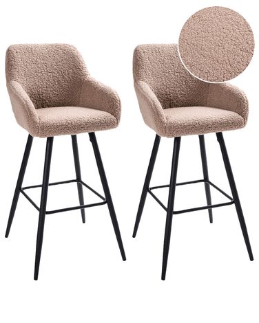 Set van 2 barstoelen CASMALIA Bouclé Taupe