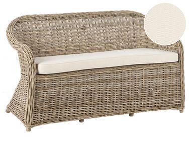 Garden Bench with Cushion SUSUA 150 cm Rattan Natural
