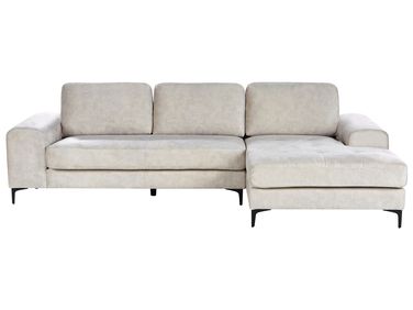 Canapé d'angle 4 places KIRUNA Velours Beige clair Côté gauche