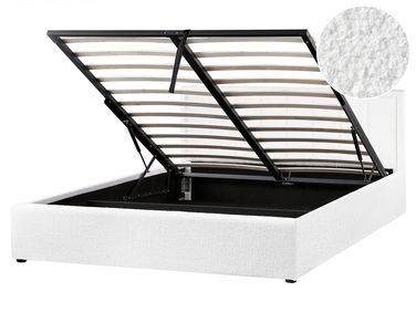 Ottoman Bed Boucle MONTLAUR 160 x 200 cm (EU King Size) White