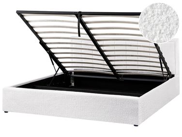 Ottoman Bed Boucle MONTLAUR 180 x 200 cm (EU Super King) White