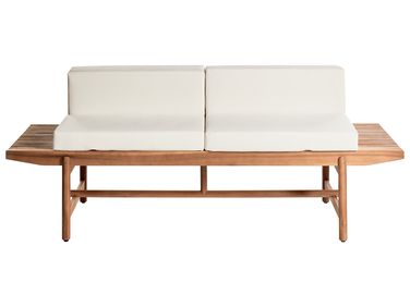 Banc avec coussin d'assise GIAVENO 210 cm Acacia Blanc cassé