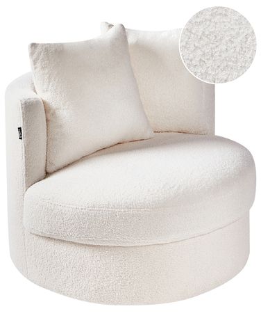 Draaifauteuil DALBY Bouclé Wit
