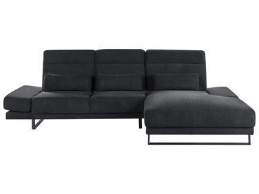 Canapé d'angle 4 places IKAST Tissu Noir Côté gauche