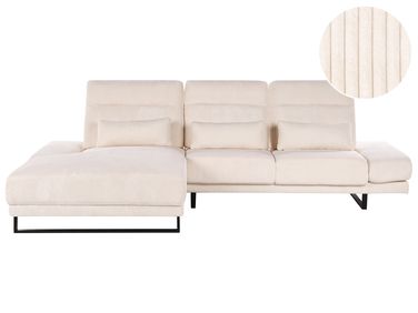 Canapé d'angle 4 places IKAST Velours côtelé Beige Côté droit