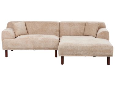 Canapé d'angle 3 places HOLT Tissu Beige Côté gauche