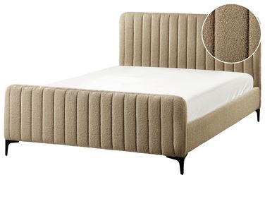 Bed Boucle LUNAN 140 x 200 cm (EU Double) Taupe