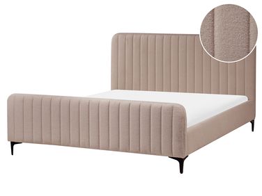 Bed Bouclé LUNAN 160 x 200 cm Taupe
