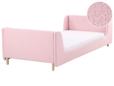 Kinderbed Bouclé LAYE 90 x 200 cm Roze