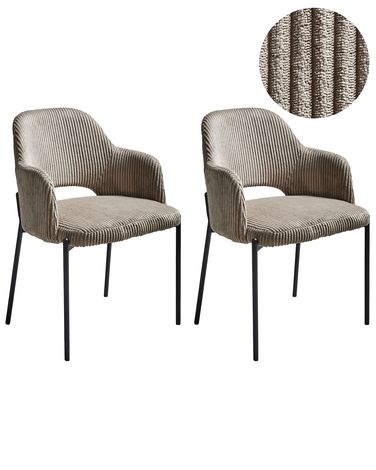Set van 2 eetkamerstoelen RATON Corduroy Taupe