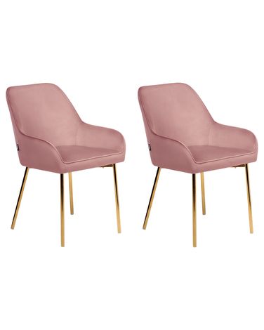 Set van 2 eetkamerstoelen LOVERNA Fluweel Roze