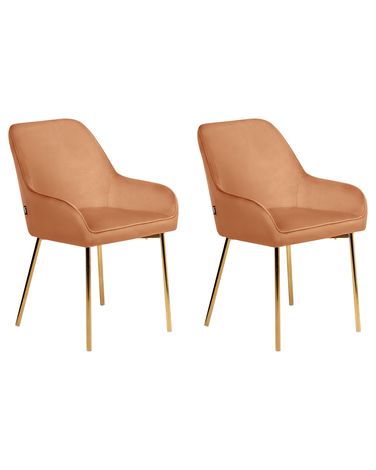 Set van 2 eetkamerstoelen LOVERNA Fluweel Oranje