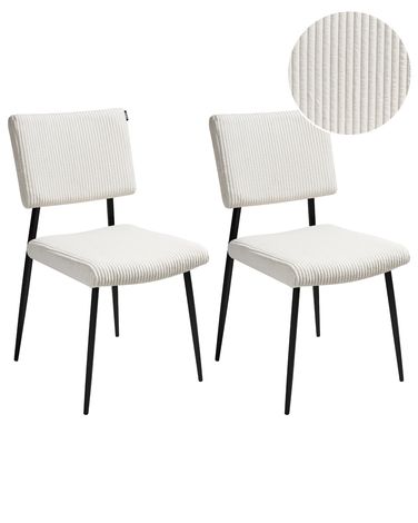 Set van 2 eetkamerstoelen STURGIS Corduroy Gebroken wit