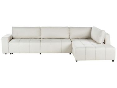 Canapé-lit d'angle 4 places INNVIK Tissu Beige clair avec rangement Côté gauche