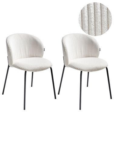 Set van 2 eetkamerstoelen MILES Corduroy Gebroken wit