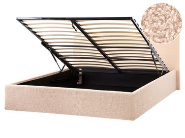 Bed met opbergruimte Bouclé ORBEY 160 x 200 cm Beige