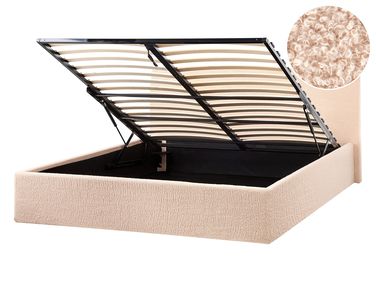 Bed met opbergruimte Bouclé ORBEY 140 x 200 cm Beige