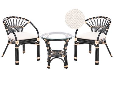 Ensemble bistrot avec coussins PECORINI Rotin Noir