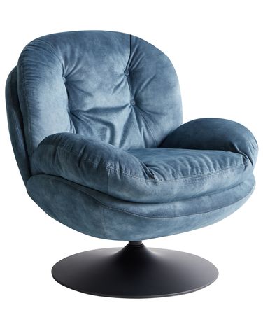 Draaifauteuil NOLVIK Fluweel Donkerblauw