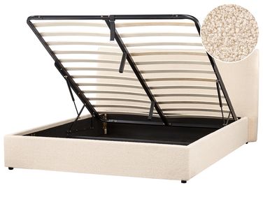 Bed met opbergruimte Bouclé LAVAUR 160 x 200 cm Beige