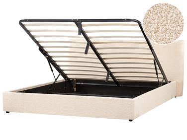 Ottoman Bed Boucle LAVAUR 180 x 200 cm (EU Super King) Beige