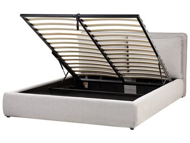 Bed met opbergruimte Stof BAJONNA 160 x 200 cm Lichtgrijs