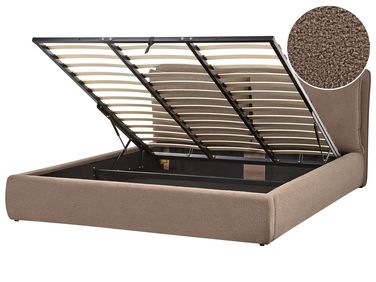 Bed met opbergruimte Bouclé BAJONNA 180 x 200 cm Bruin
