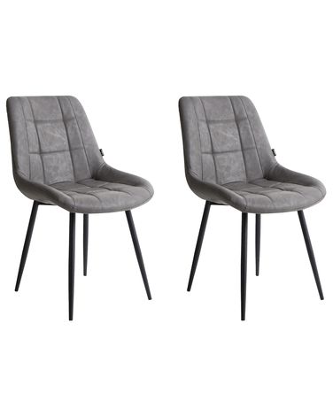 Set van 2 eetkamerstoelen MELROSE Kunstleer Grijs