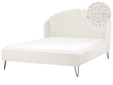 Bed Boucle AMBILLOU 160 x 200 cm (EU King Size) Off-White