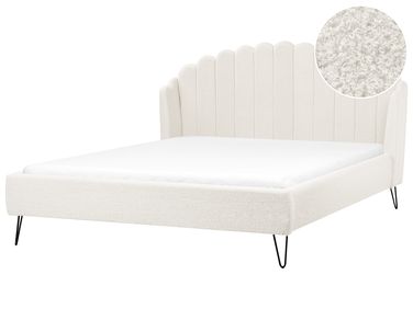 Bed Bouclé AMBILLOU 180 x 200 cm Gebroken wit
