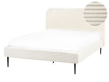 Bed Corduroy FLAYAT 140 x 200 cm (EU Double) Off-White