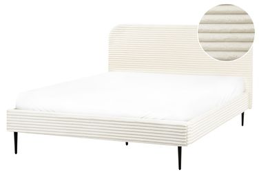 Bed Corduroy FLAYAT 160 x 200 cm (EU King Size) Off-White