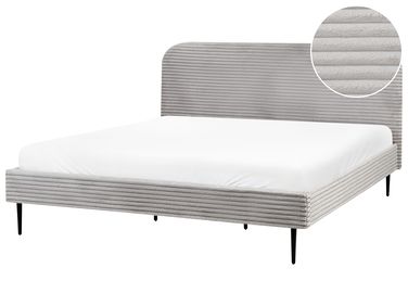Bed Corduroy FLAYAT 180 x 200 cm Lichtgrijs