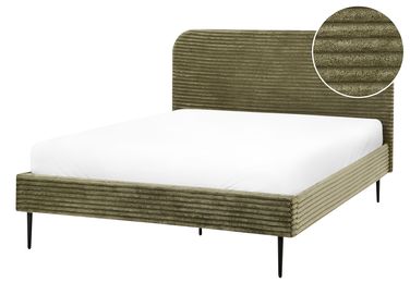 Bed Corduroy FLAYAT 140 x 200 cm (EU Double) Green