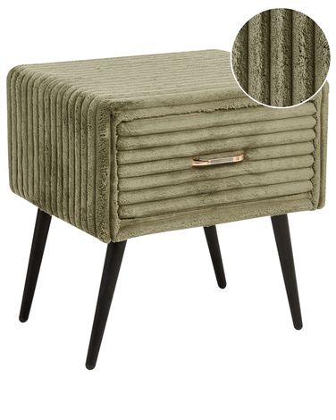 1 Drawer Bedside Table FLAYAT Corduroy Green