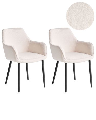 Set van 2 eetkamerstoelen ALDEN Bouclé Wit