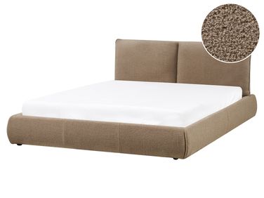 Bed Bouclé VINAY 160 x 200 cm Bruin