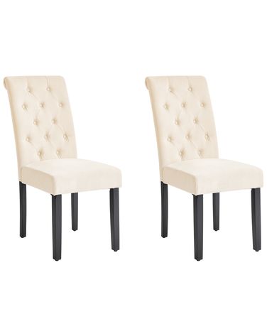 Set van 2 eetkamerstoelen VELVA Stof Lichtbeige
