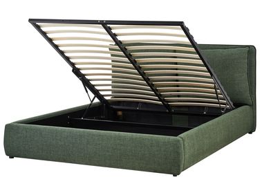 Bed met opbergruimte Stof BAJONNA 160 x 200 cm Donkergroen
