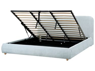 Ottoman Bed Chenille BLAGNAC 180 x 200 cm (EU Super King) Light Blue