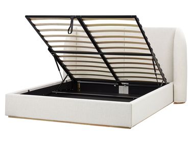 Bed met opbergruimte Stof MONESTIER 160 x 200 cm Gebroken wit
