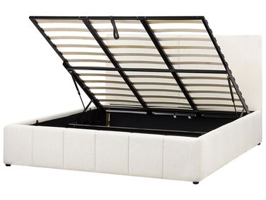 Bed met opbergruimte Stof CASTELNAVET 180 x 200 cm Gebroken wit