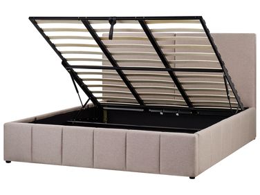 Bed met opbergruimte Stof CASTELNAVET 180 x 200 cm Taupe