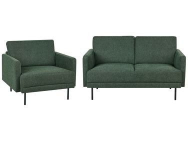 Living Room Set 2 Seater BREDA Fabric Dark Green