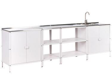 4 Piece Outdoor Kitchen Set with Sink VILAMA Metal White