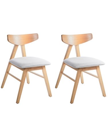 Set van 2 eetkamerstoelen LACOTA Hout Lichtbruin/grijs