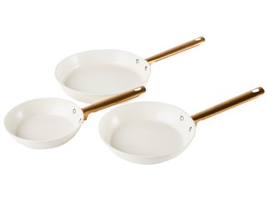 Ensemble de 3 poêles à frire ELITE PRO Blanc cassé