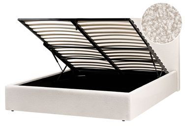 Ottoman Bed Boucle BRENON 160 x 200 cm (EU King Size) Off-White